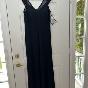 R & M Richards Black Sleeveless V-Neck Maxi Gown